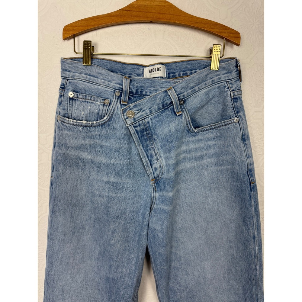Agolde Criss Cross Upsized Jeans Light Blue Straight Leg Denim A097-983 Size 27 - Picture 5 of 13